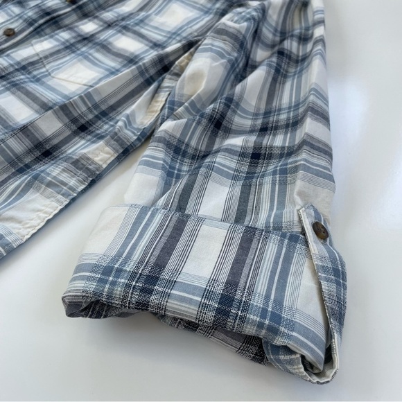Carhartt Women's Fairview Plaid Shirt Cream Blue Gray Button Down Medium (8/10) - Picture 7 of 10